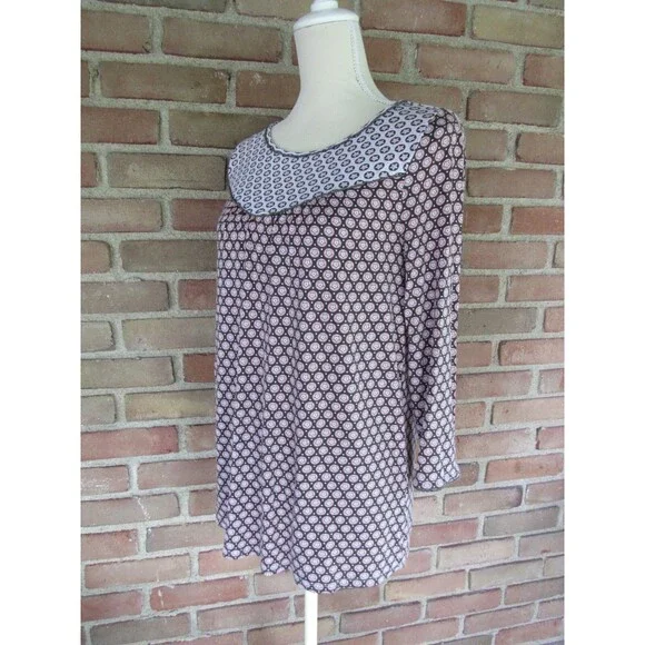 Boden Natasha Jersey Top Womens Size 8 Star Print 3/4 Sleeve Crewneck Stretch - Picture 11 of 16